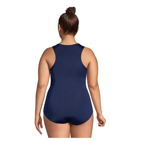 Land's End High Neck Snap Front Swimsuit (UPF 50, Chlorine Resistant) - Picture 2 of 6
